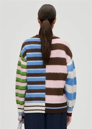Crew neck alpaca cotton sweater Multistripes Mix Stine Goya 